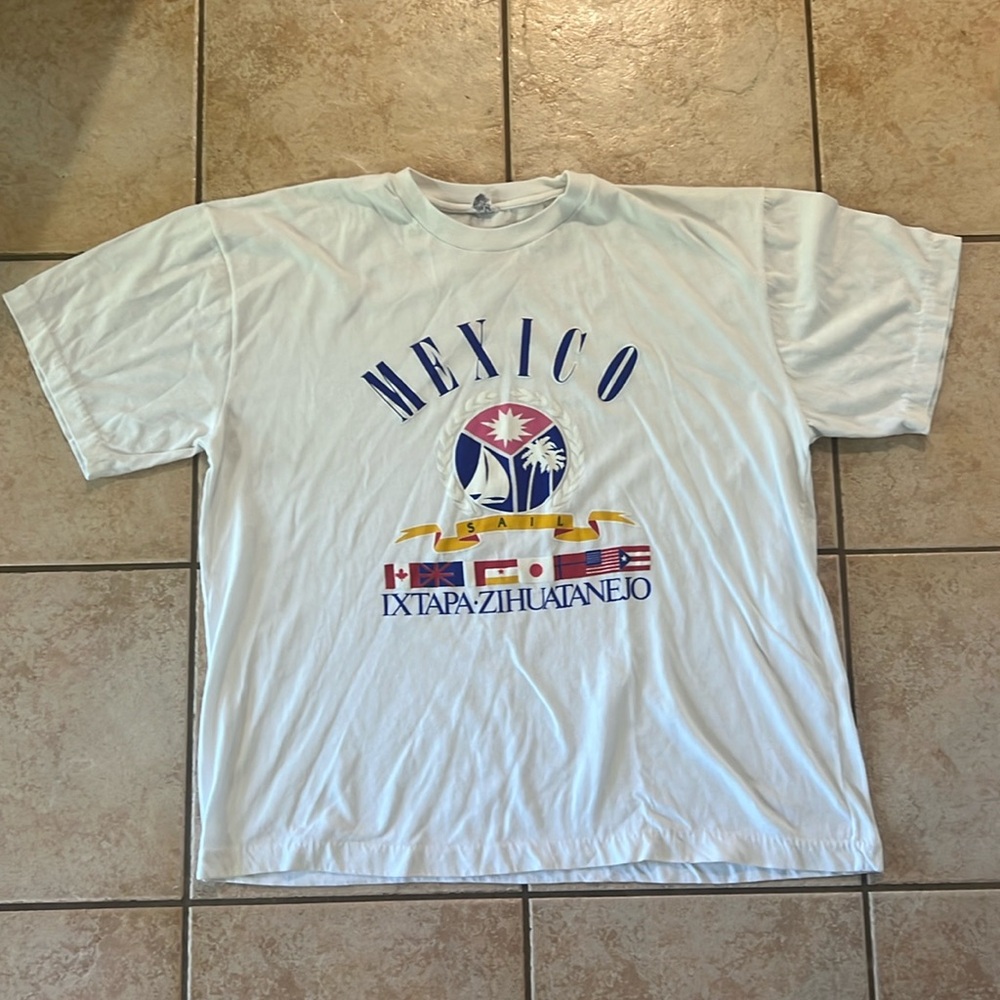 Vintage 50/50‎ Single Stitch Sail MEXICO Vacation T-shirt White, Sz XL